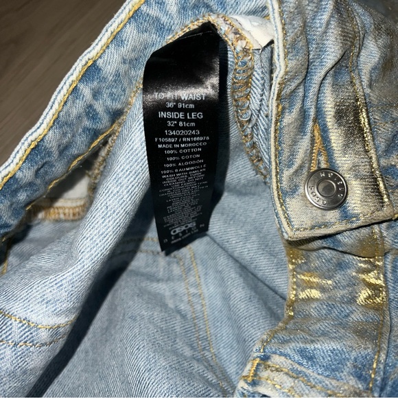  Womens Metallic Boyfriend Jeans W36 L32